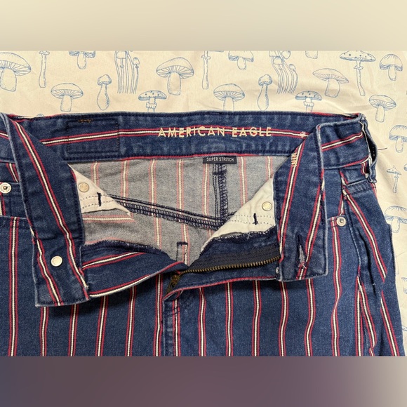 American Eagle Outfitters Navy and Red Striped Jean Skirt - Picture 3 of 6